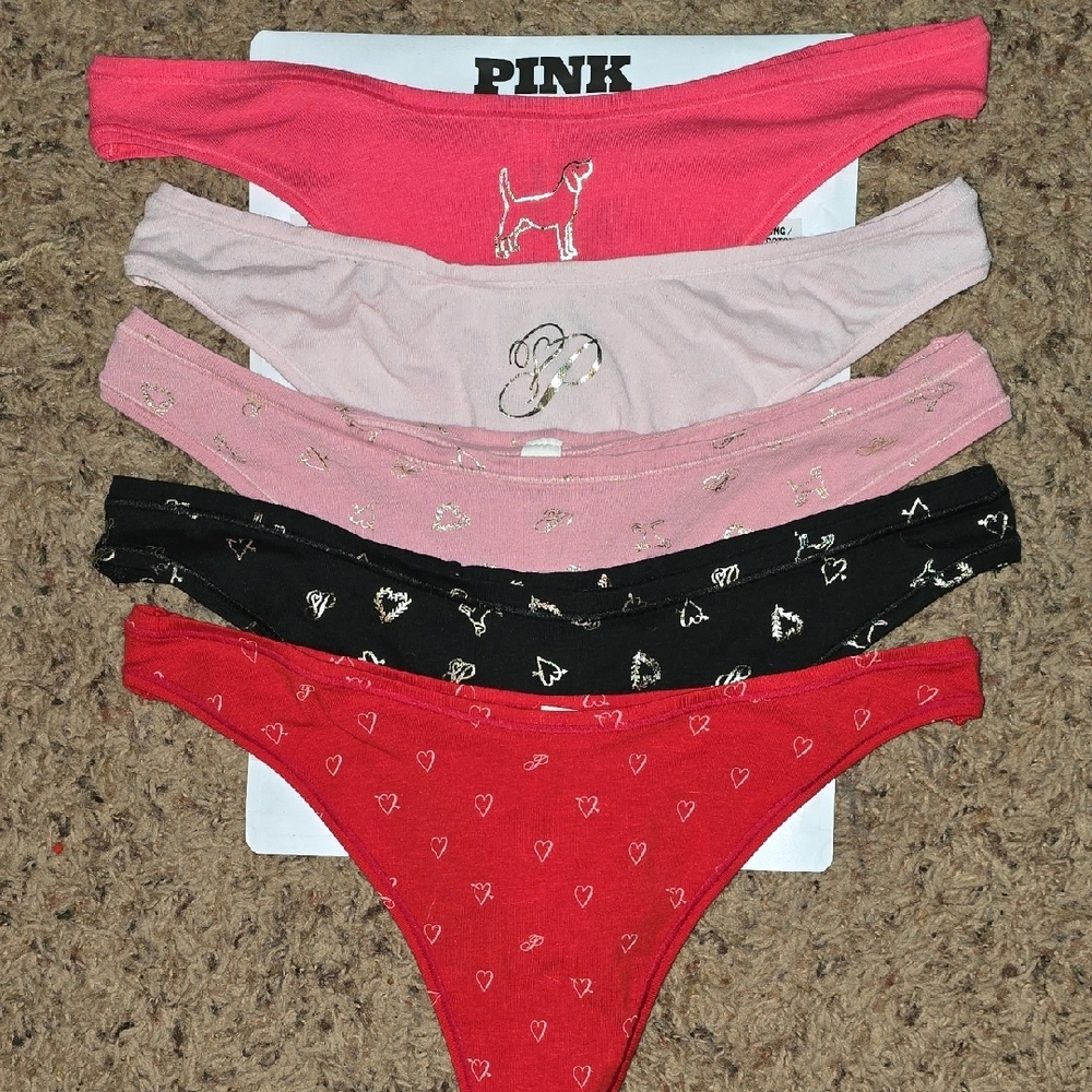 PINK Victoria's Secret Womens High Rise Panties Set - Red, Pink, Black